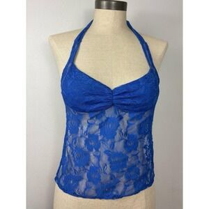 Backless blue lace going out top